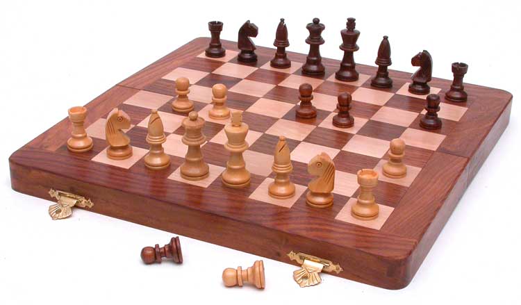 Hand-carved Wooden Chess Set - 10"