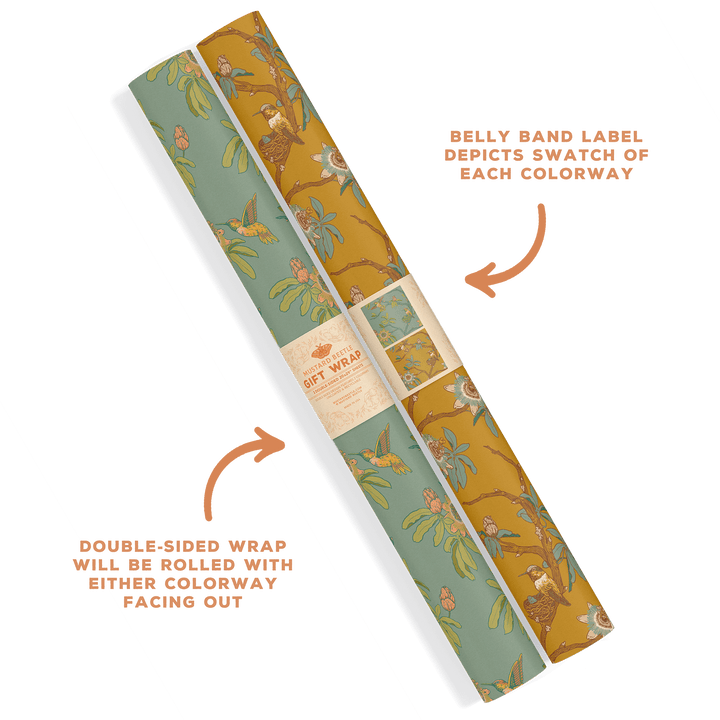 Recyclable Gift Wrap - Hummingbirds & Flowers - BUNKHAUS