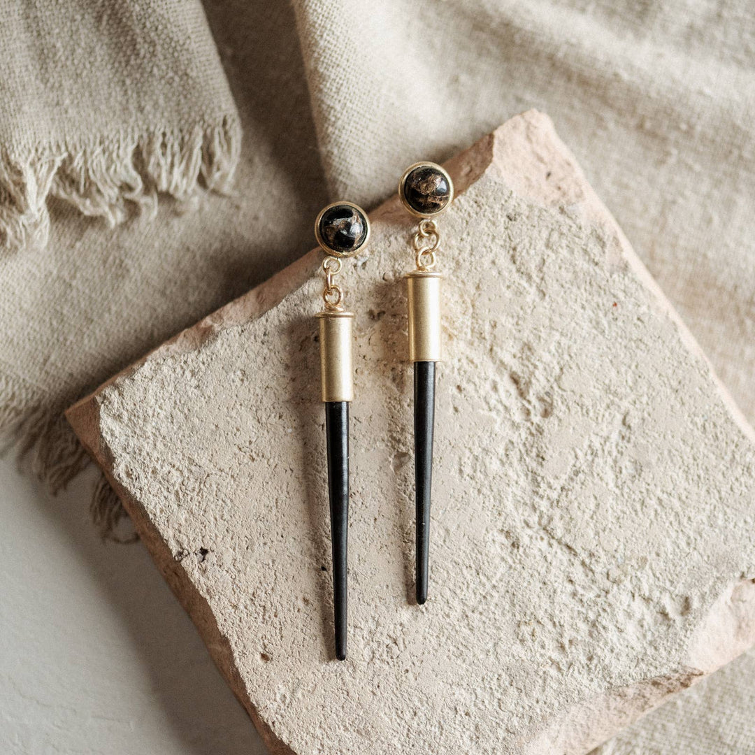 Quill Studs :: Copper Obsidian