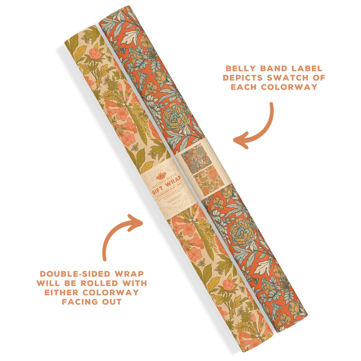 Recyclable Gift Wrap - Peonies - BUNKHAUS