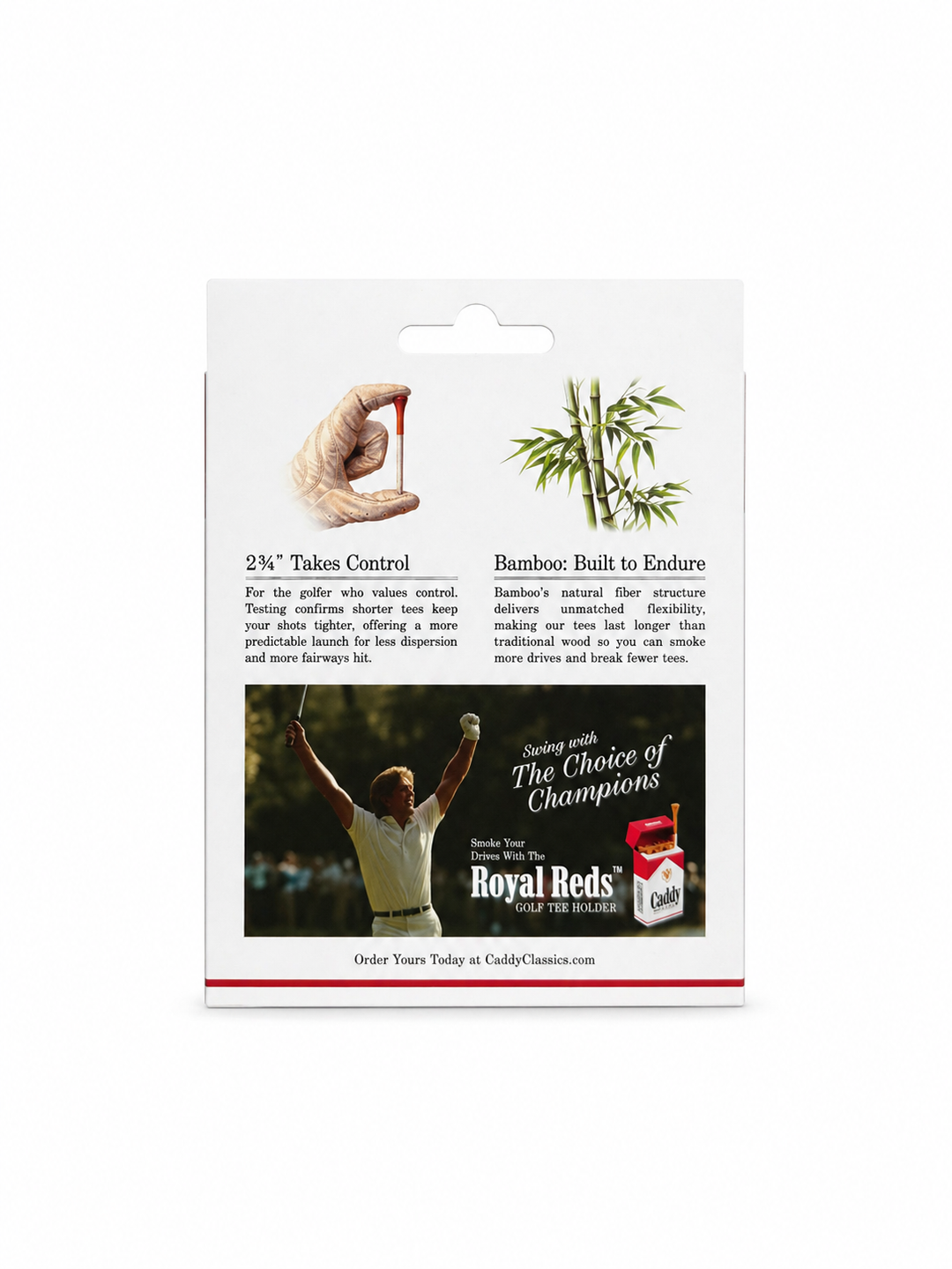 Royal Reds Golf Tees - 50 Bamboo 2¾ Inch