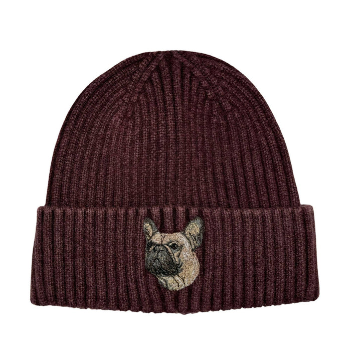 French Bulldog Embroidered Knit Beanie