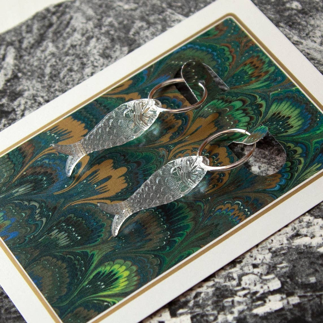 Vintage Fish Charm Earrings (Clear)
