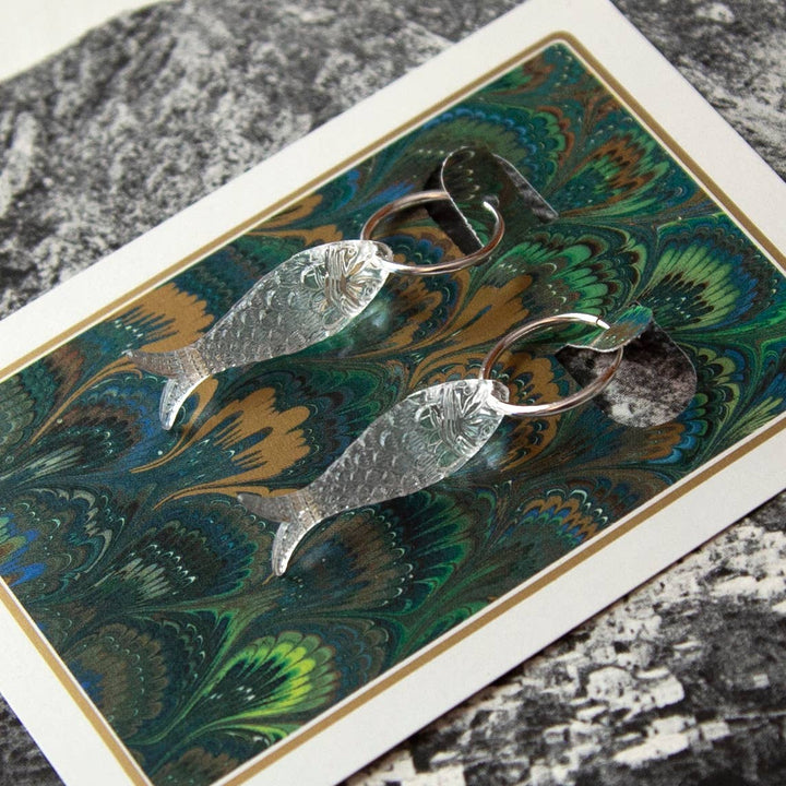 Vintage Fish Charm Earrings (Clear)