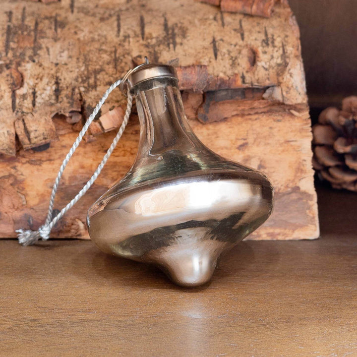 Glass Silver Top Ornament - Small - BUNKHAUS