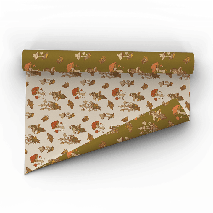 Recyclable Gift Wrap - Mushrooms Cream - BUNKHAUS