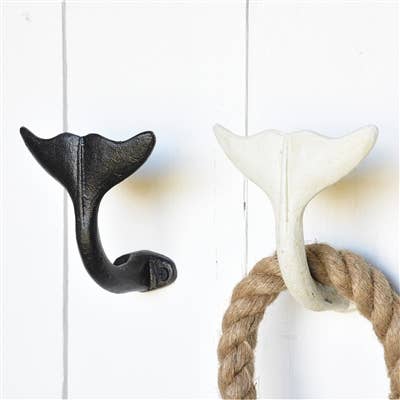 Whale Tail Wall Hook - Antique White