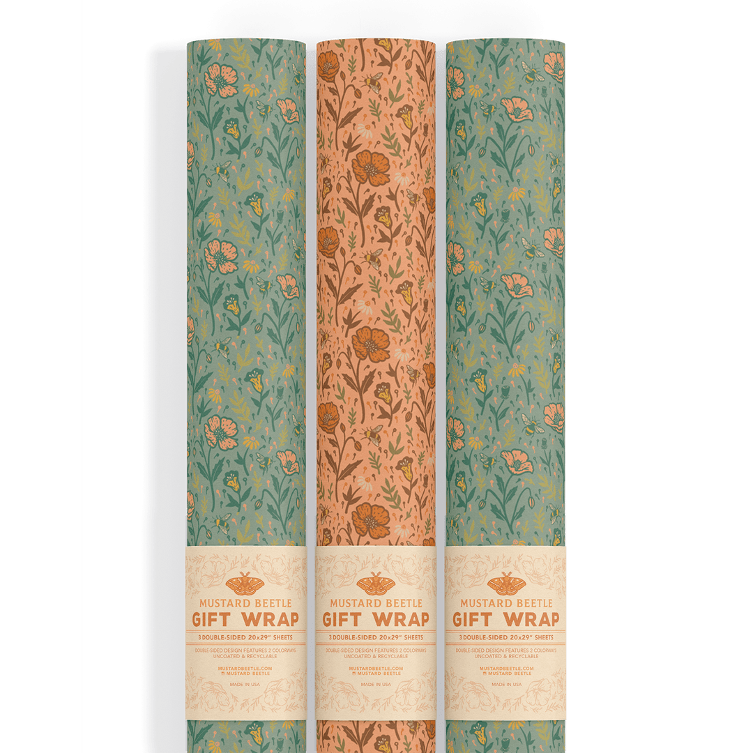 Recyclable Gift Wrap - Poppies - BUNKHAUS