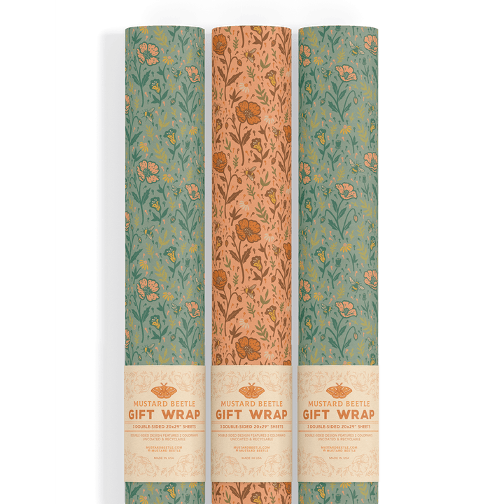 Recyclable Gift Wrap - Poppies - BUNKHAUS