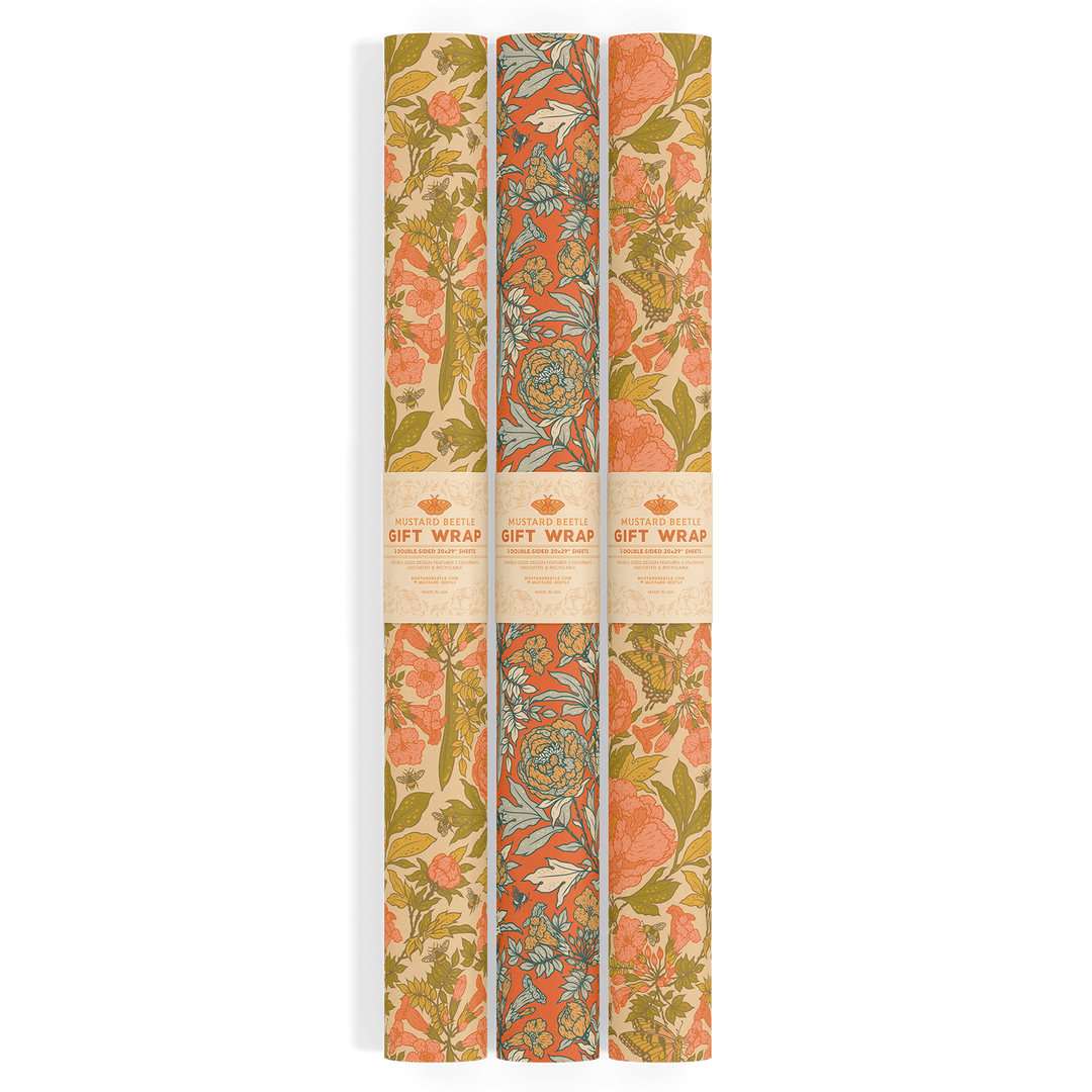 Recyclable Gift Wrap - Peonies - BUNKHAUS