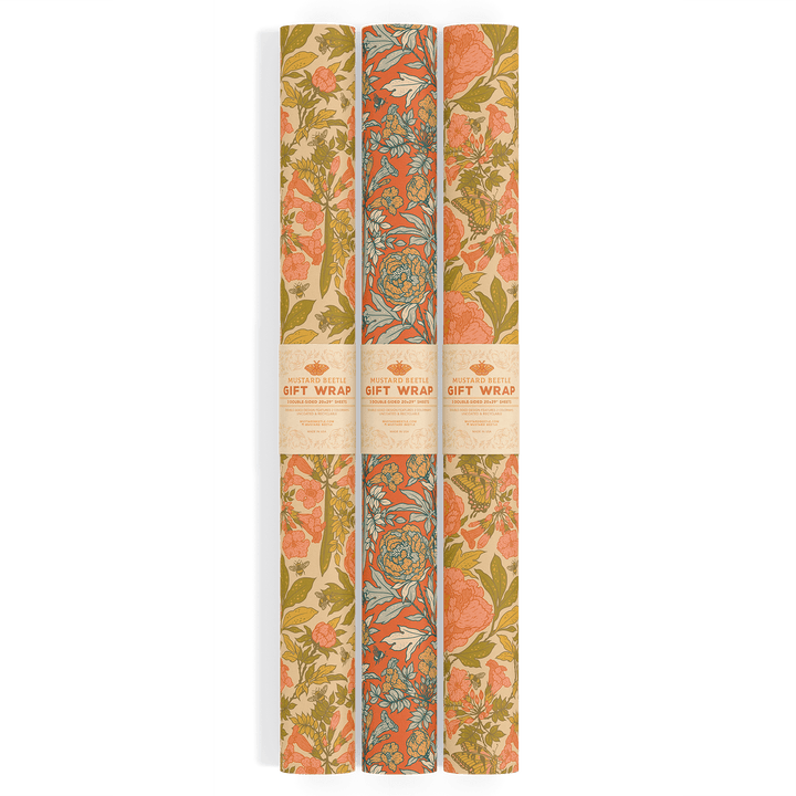 Recyclable Gift Wrap - Peonies - BUNKHAUS