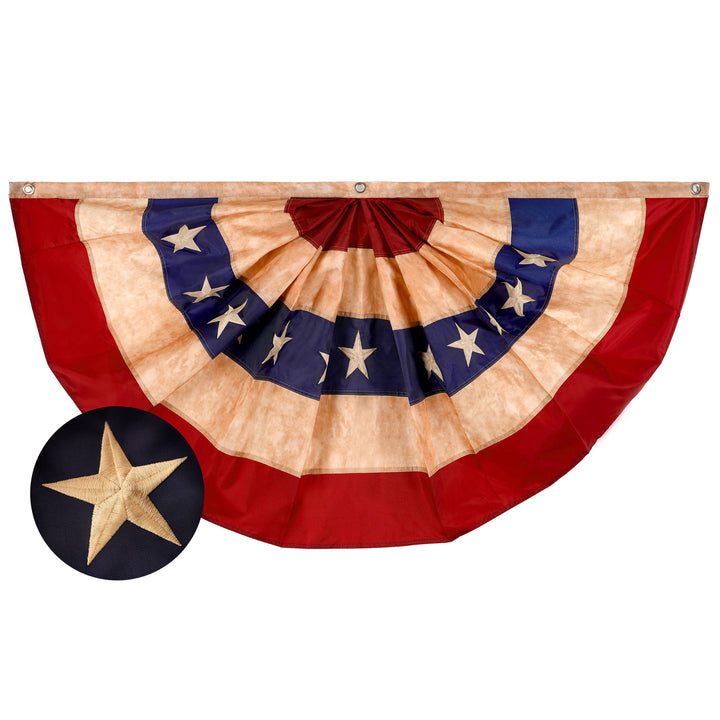 Tea-Stained American Flag Bunting — 1.5' x 3'