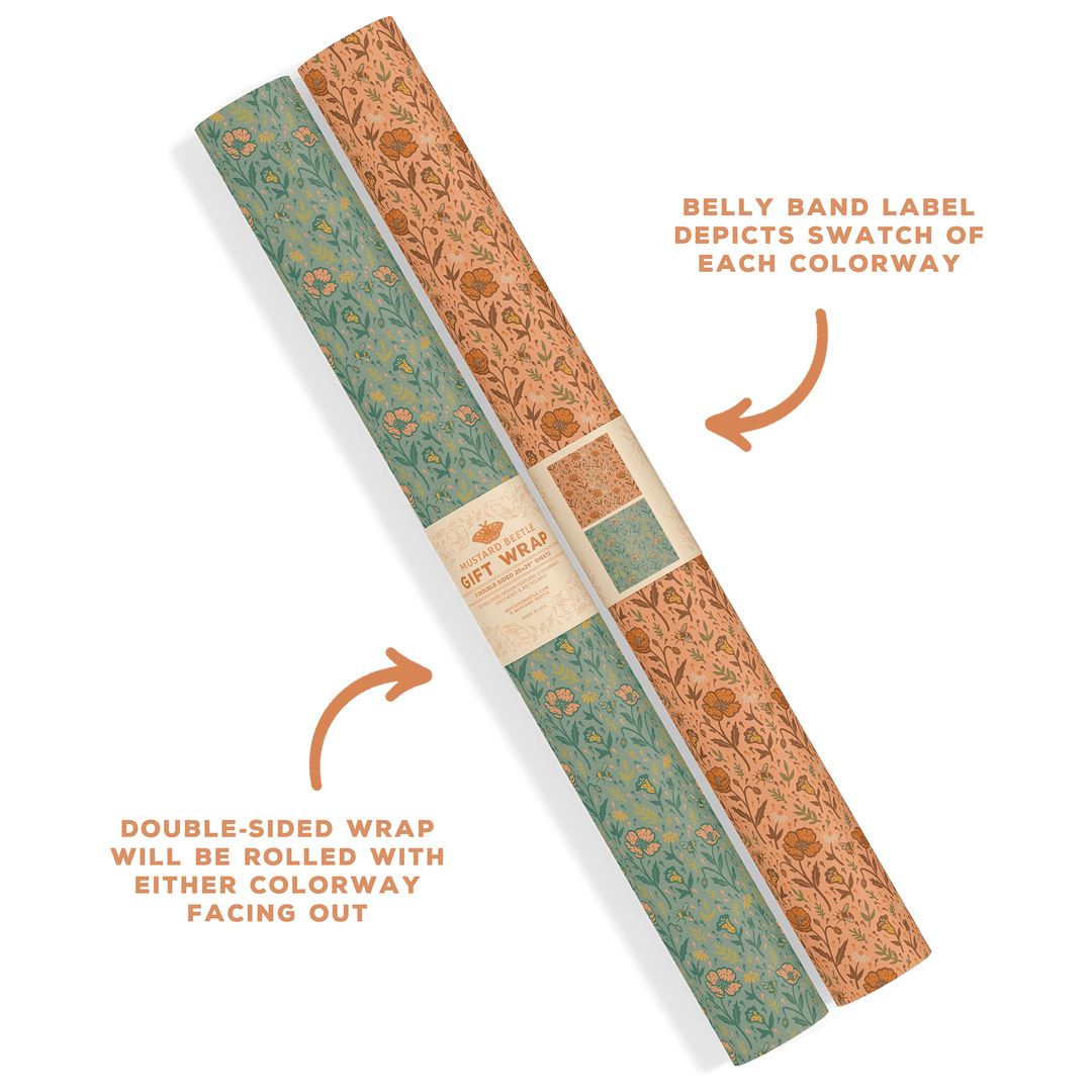 Recyclable Gift Wrap - Poppies - BUNKHAUS