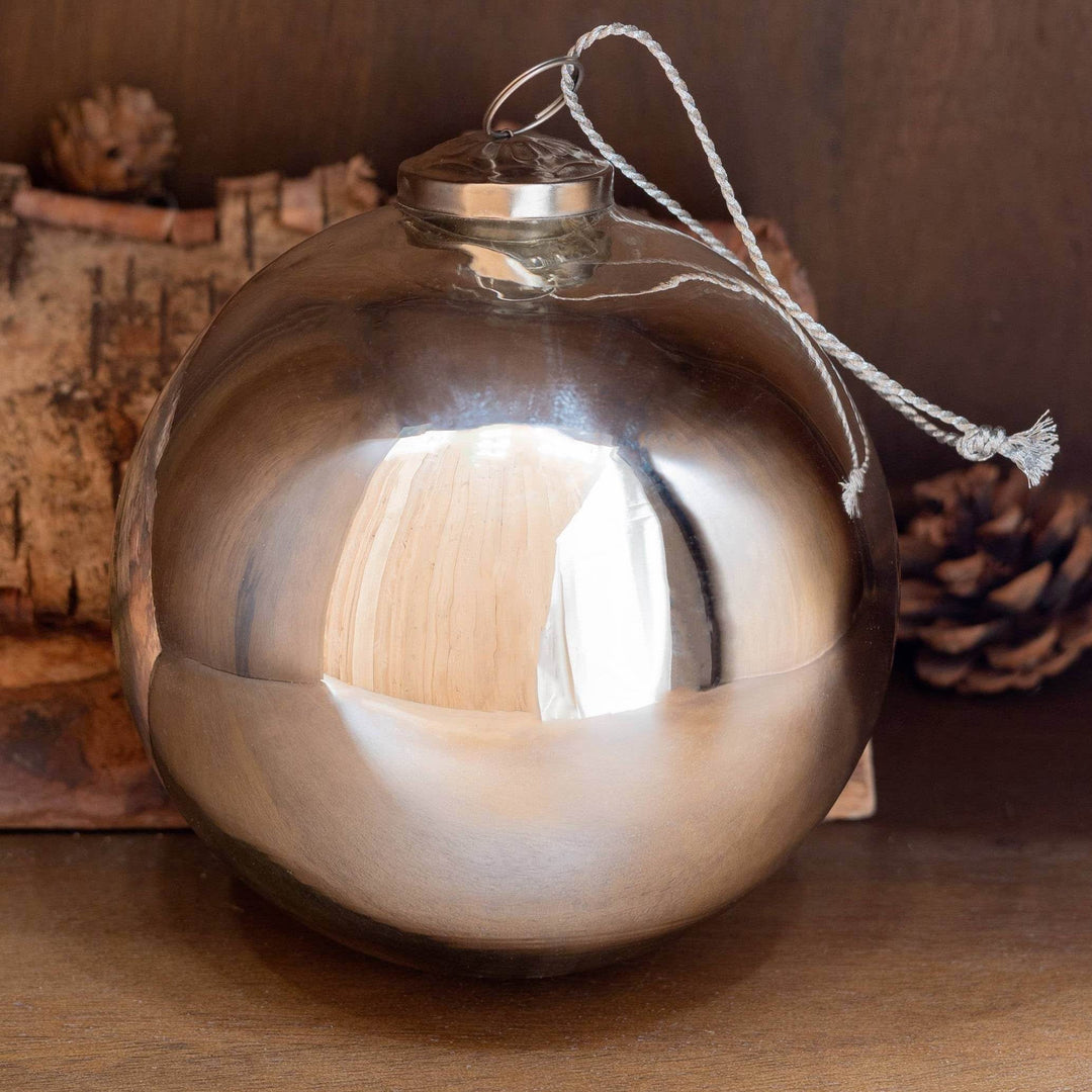 Glass Silver Ball Ornament - Large - BUNKHAUS