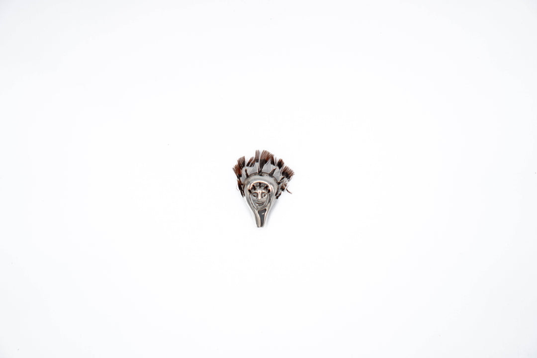 Jessica Felix Silver Brooch Pin - Snow Goose Inuit Mask - BUNKHAUS