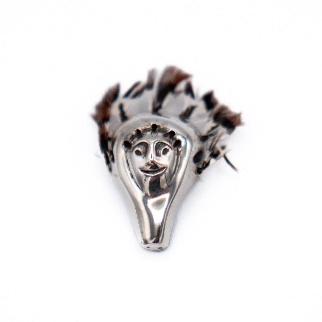 Jessica Felix Silver Brooch Pin - Snow Goose Inuit Mask - BUNKHAUS