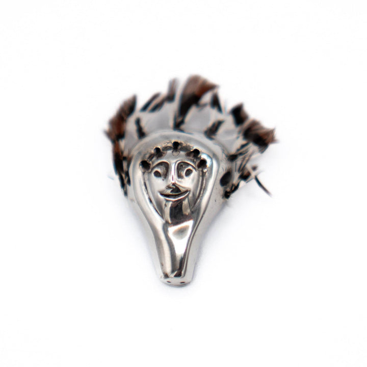 Jessica Felix Silver Brooch Pin - Snow Goose Inuit Mask - BUNKHAUS