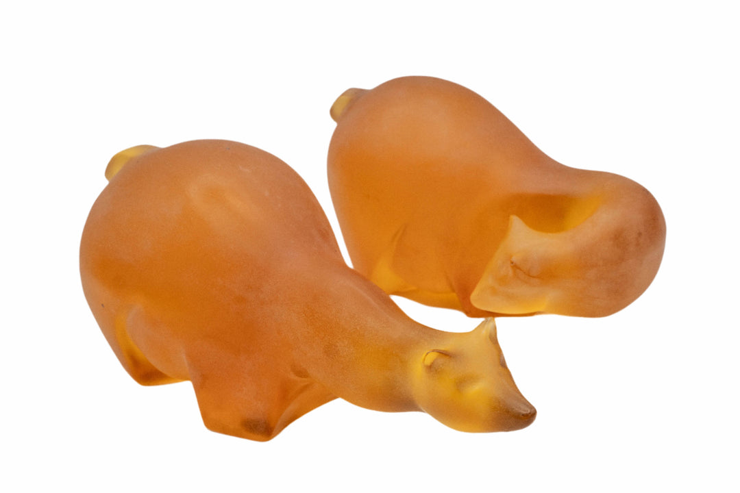 Sascha Brastoff Alaska Series Sculptures - Polar Bear Pair Orange - BUNKHAUS