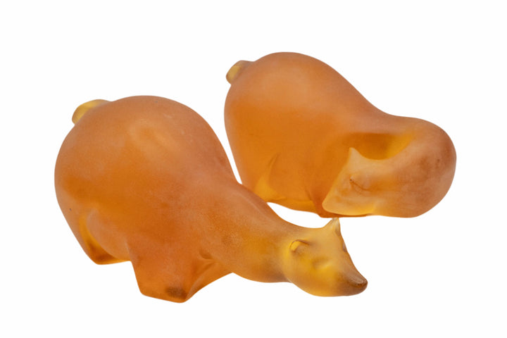 Sascha Brastoff Alaska Series Sculptures - Polar Bear Pair Orange - BUNKHAUS