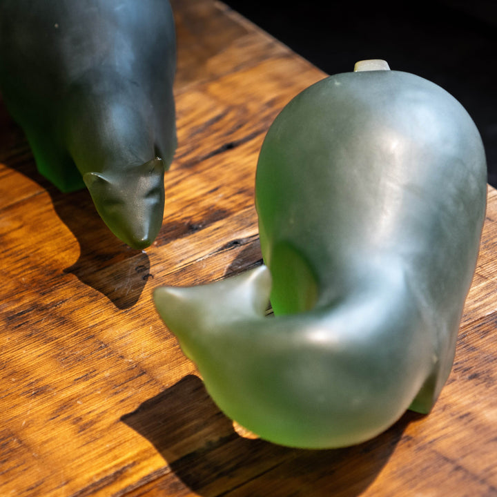 Sascha Brastoff Alaska Series Sculptures - Polar Bear Pair Green - BUNKHAUS