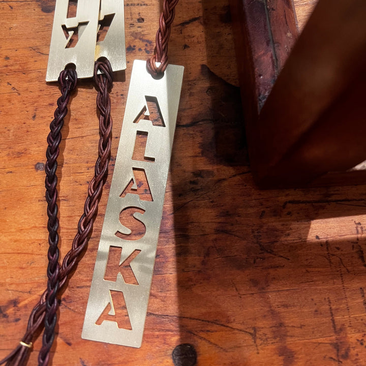 Brushed Brass Bookmark with Leather Tassel