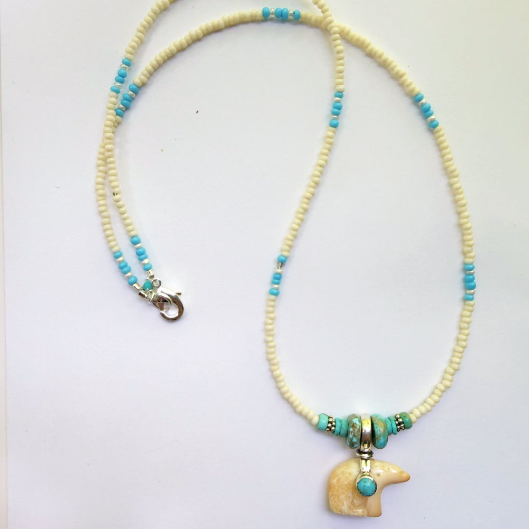 Polar Bear White Beaded Necklace