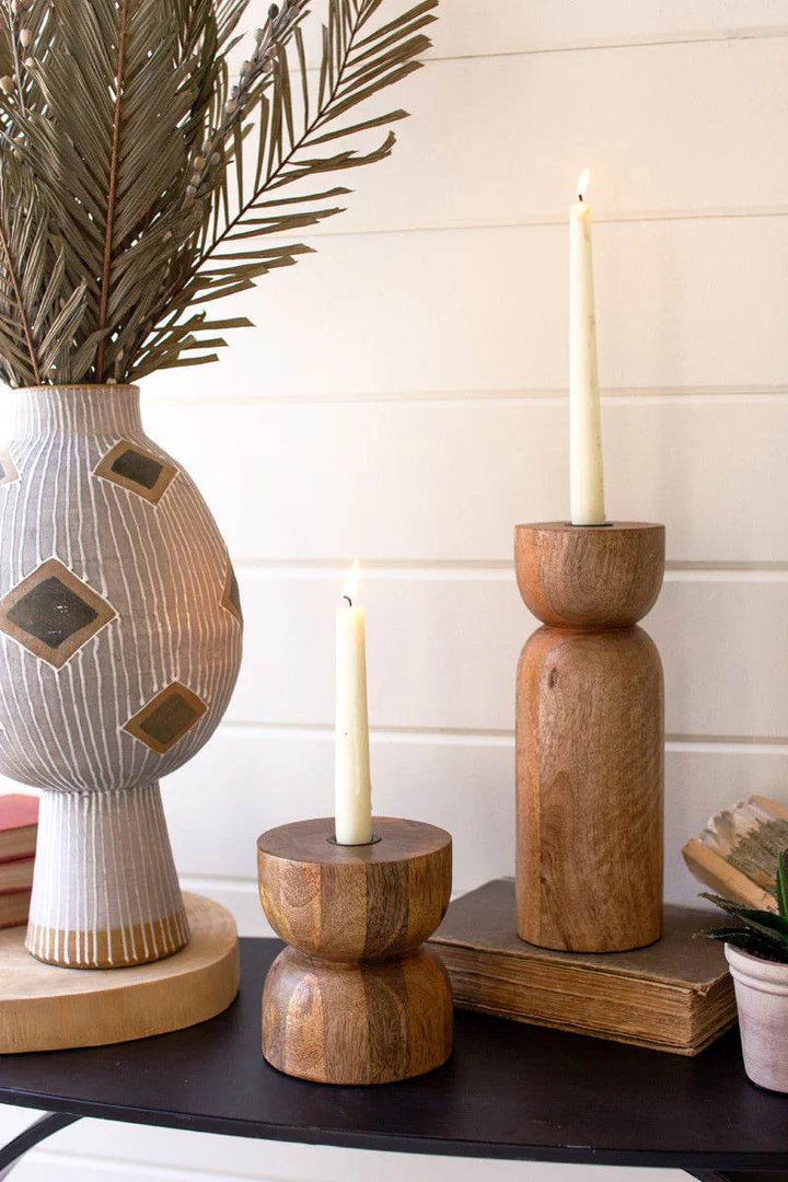 Mango Wood Taper Candle Holder - Short - BUNKHAUS