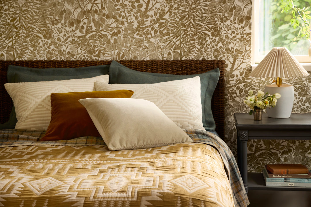 Pendleton Harding Star Ochre Organic Cotton Matelassé Coverlet