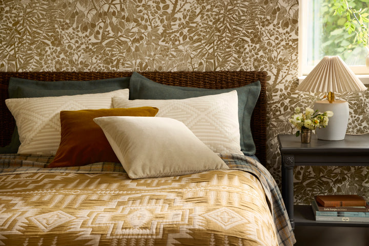 Pendleton Harding Star Ochre Organic Cotton Matelassé Coverlet