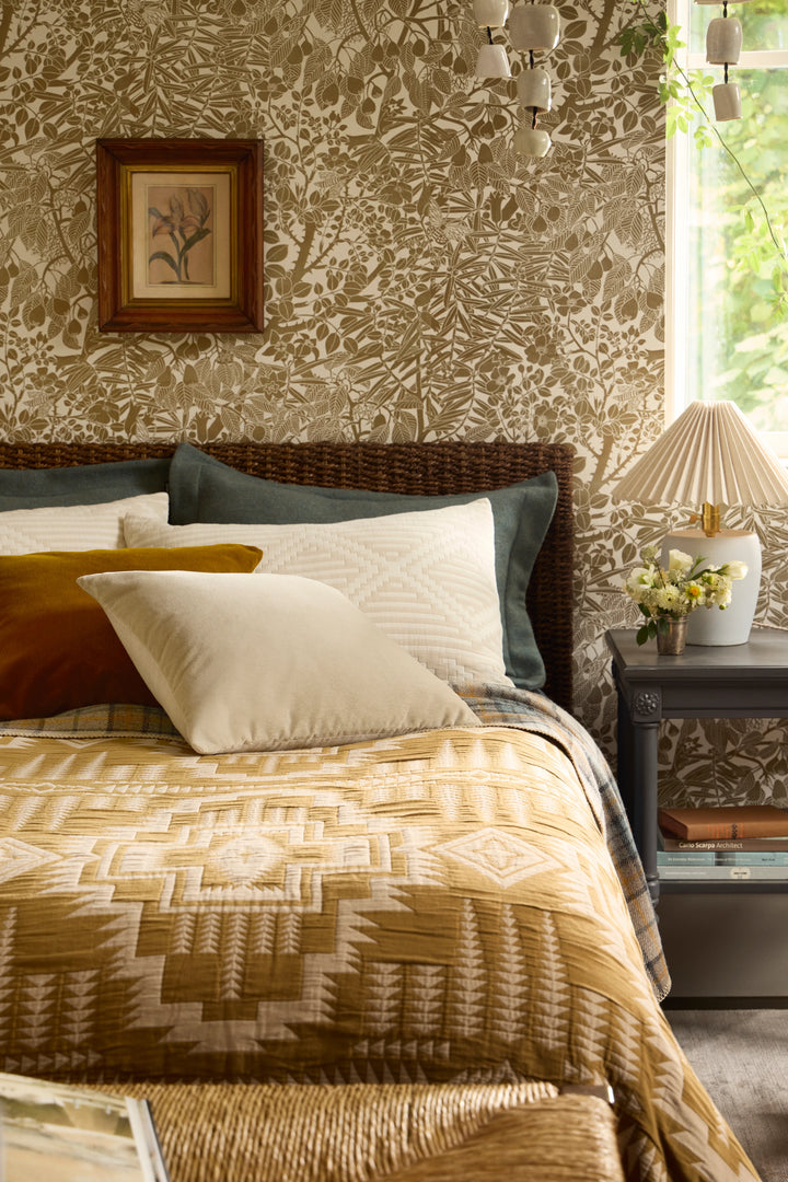 Pendleton Harding Star Ochre Organic Cotton Matelassé Coverlet