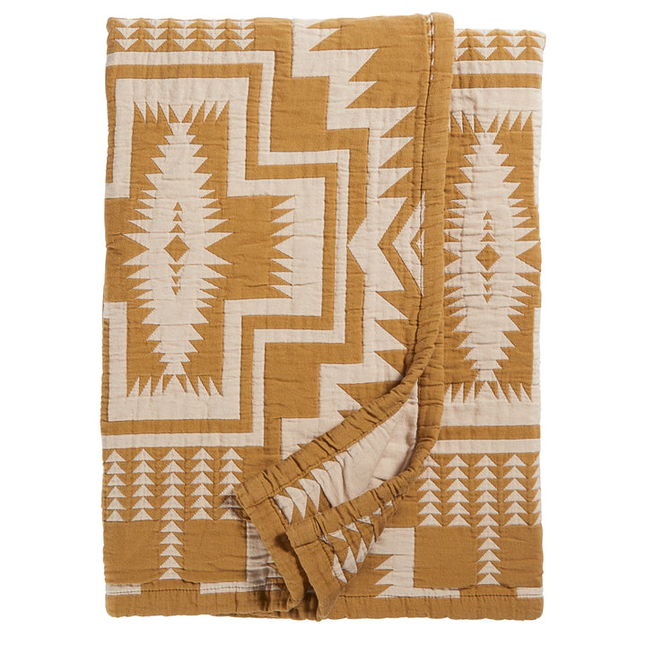 Pendleton Harding Star Ochre Organic Cotton Matelassé Coverlet