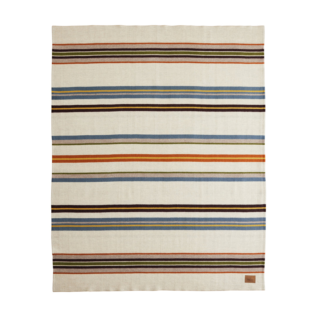 Pendleton Bridger Stripe Wool Throw - Ivory Mix
