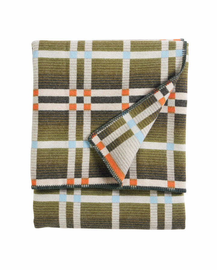 Pendleton Four Square Wool Throw - Slide Mountain Olive