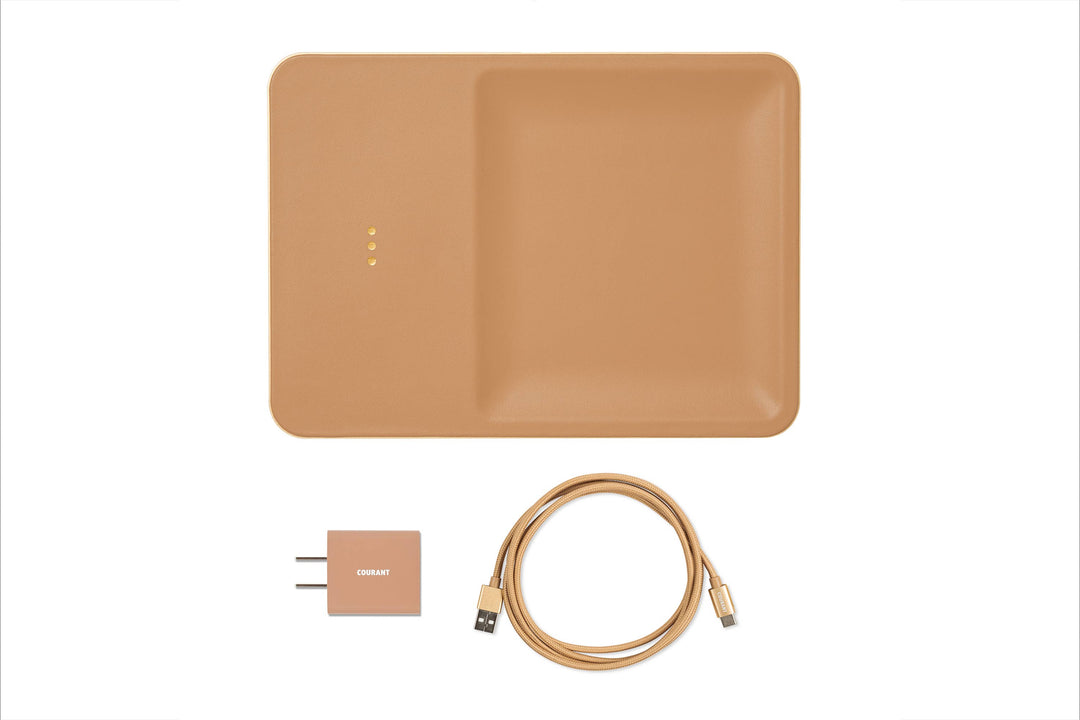 Italian Leather Wireless Charger with Valet Tray