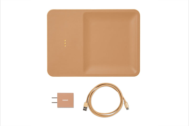 Italian Leather Wireless Charger with Valet Tray