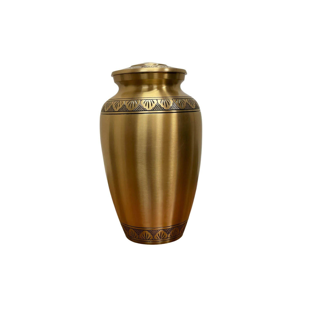 Elegant Solid Brass Urn - Bronze with Leaves - BUNKHAUS