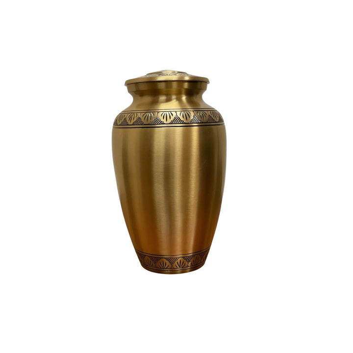 Elegant Solid Brass Urn - Bronze with Leaves - BUNKHAUS