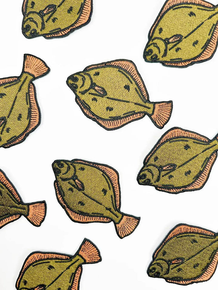 Flounder Embroidered Iron-On Patch Fishing, Coastal, Angler - BUNKHAUS