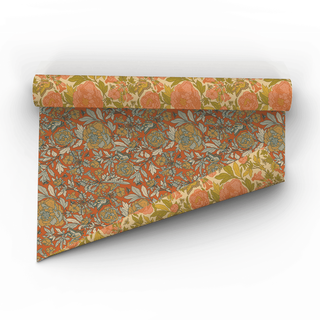 Recyclable Gift Wrap - Peonies - BUNKHAUS