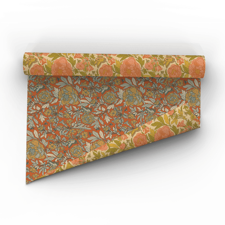 Recyclable Gift Wrap - Peonies - BUNKHAUS