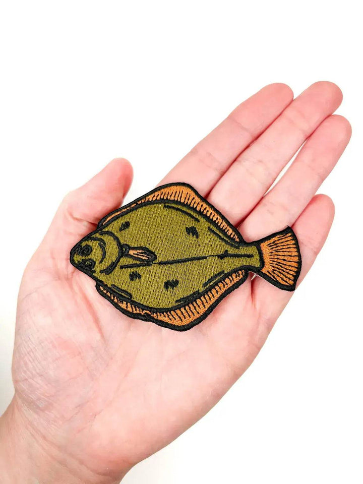 Flounder Embroidered Iron-On Patch Fishing, Coastal, Angler - BUNKHAUS