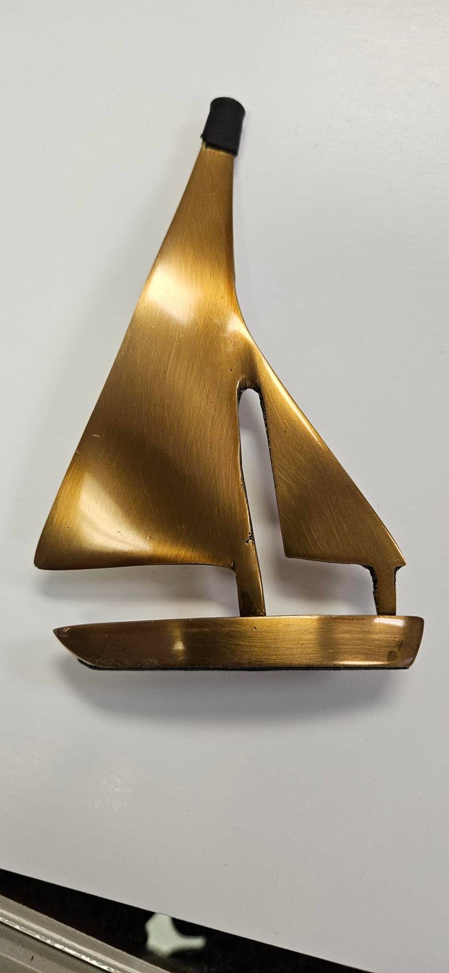 SECONDS - 5-1/4" Antiqued Brass Sail Boat Paperweight