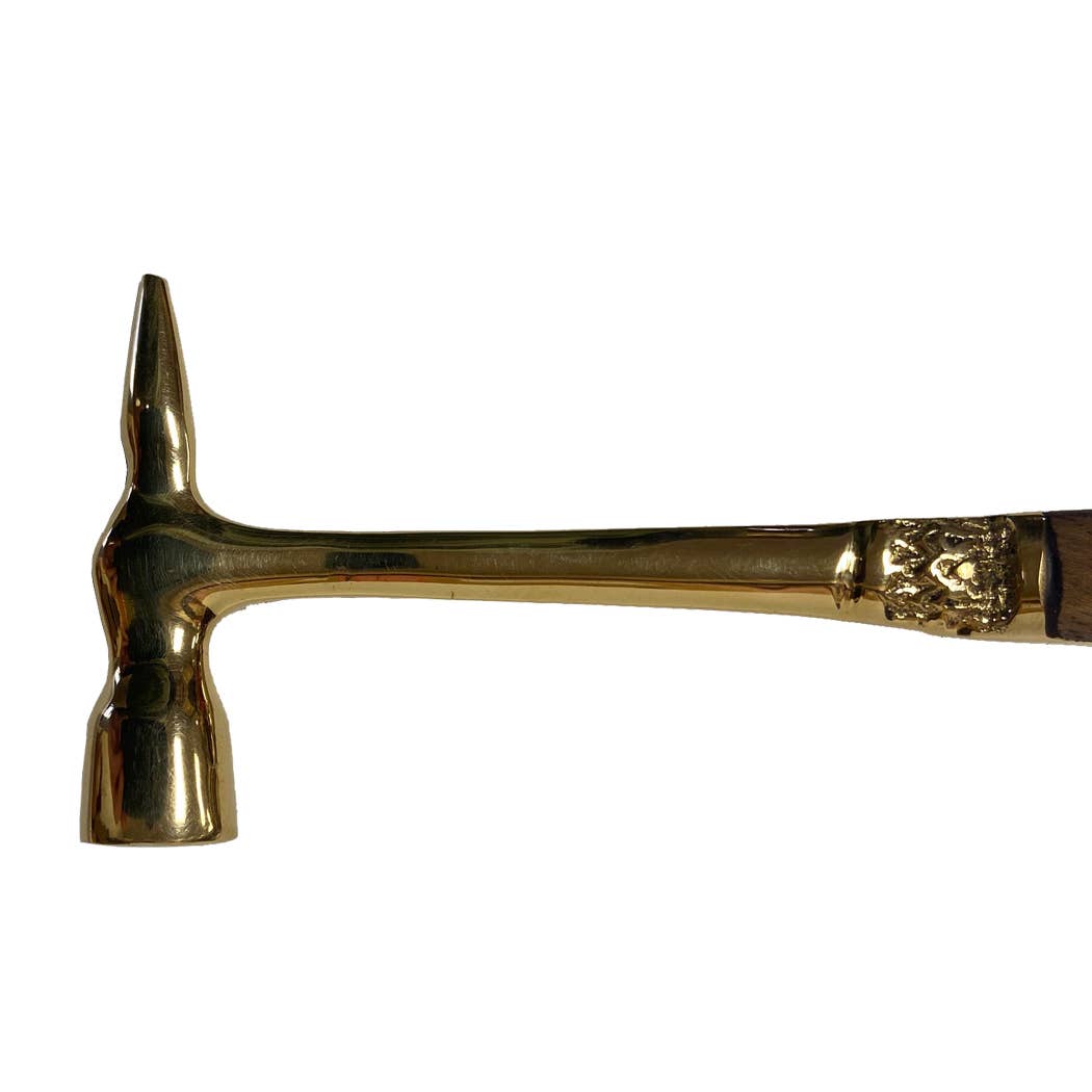 7-1/2" Brass Ice Hammer and Bottle Opener with Wood Handle