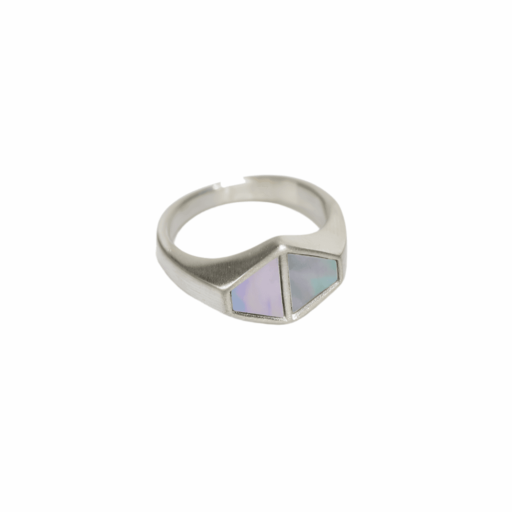 Mother of Pearl Duo Triangles Ring - BUNKHAUS