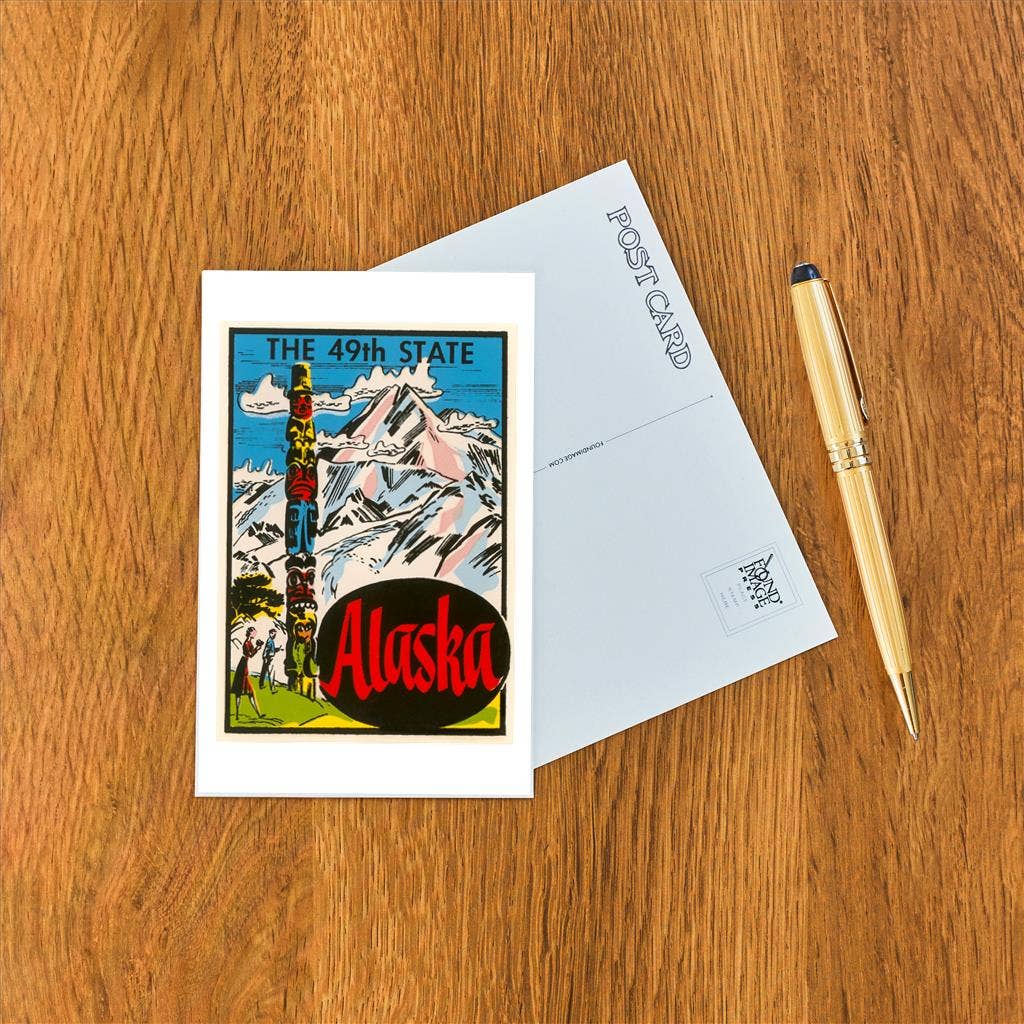 Alaska Poster with Totem Pole Postcard