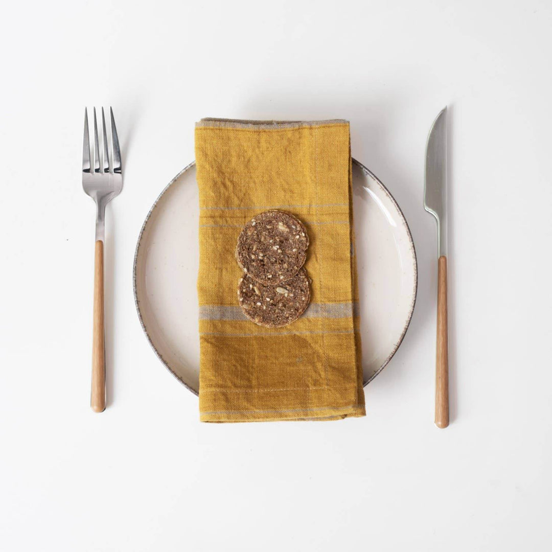 Amber Bronze Stripes Linen Napkins - Set of 2 - BUNKHAUS