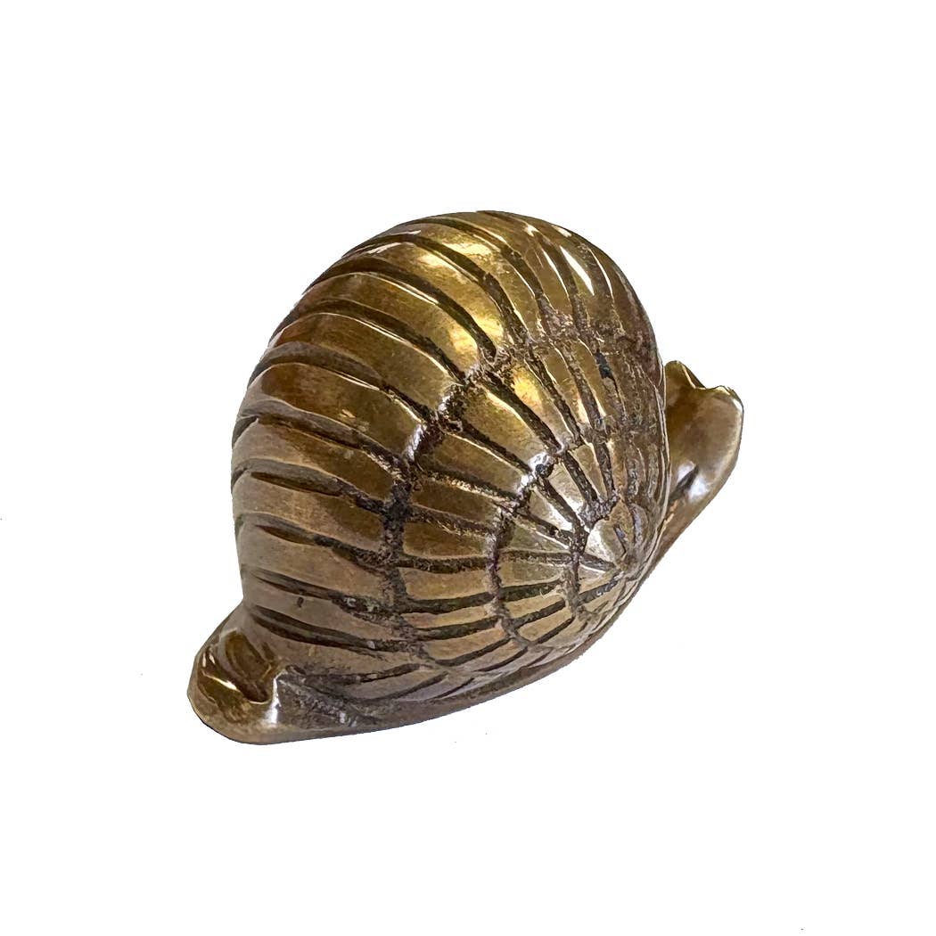 3-1/4" Snail Antiqued Solid Brass Snail Paperweight & Decor