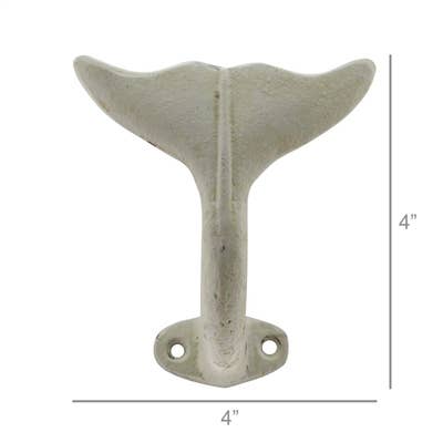 Whale Tail Wall Hook - Antique White
