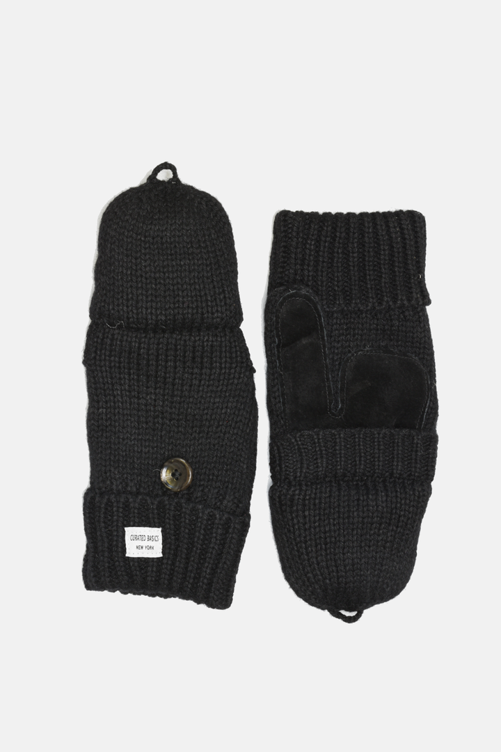 Black Wool Fingerless Gloves