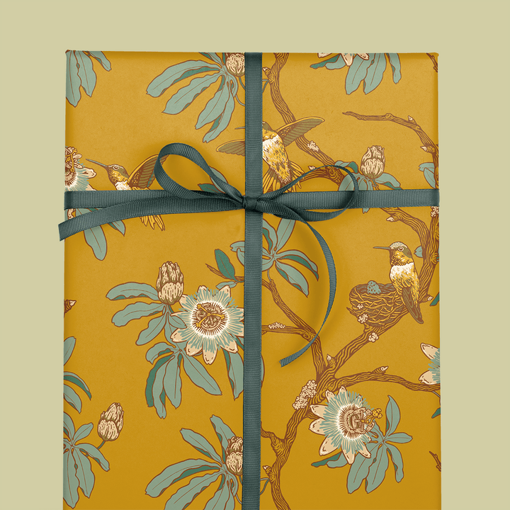 Recyclable Gift Wrap - Hummingbirds & Flowers - BUNKHAUS